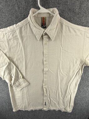 VTG Kenzo Large Ivory Cotton Solid Mens Long Sleeve Shirt Button Up Adult